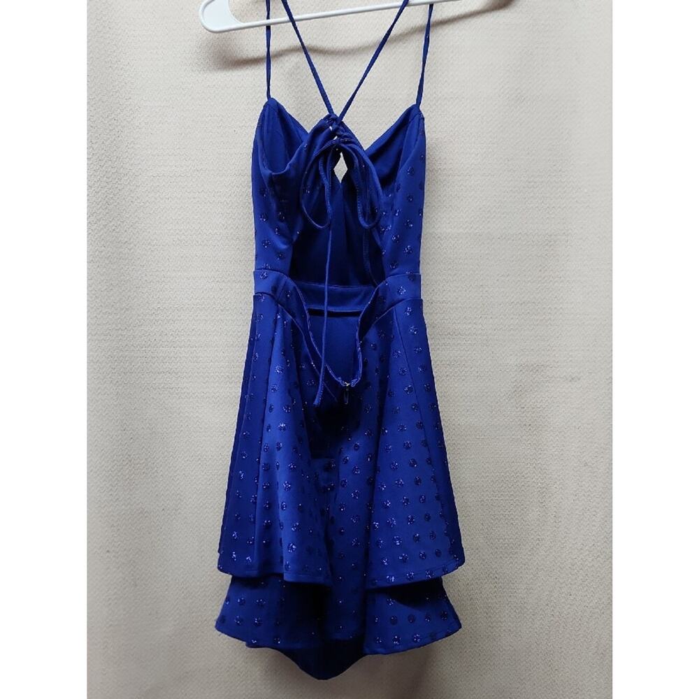 City Triangles Royal Blue Beaded Fit-and-Flare Prom Dress - Picture 2 of 3